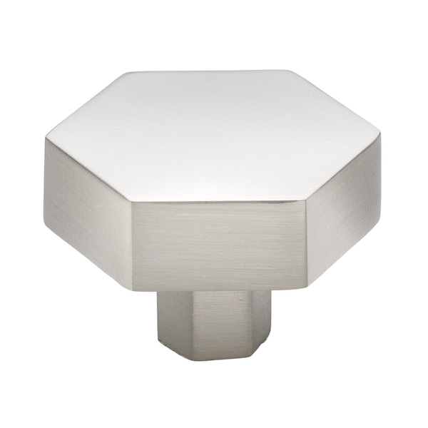 Gliderite Hardware 1-1/2 in. Hexagon Knob Satin Nickel 5824-SN-1 - main